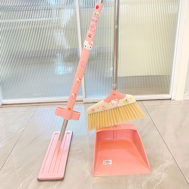 Cute Cartoon Foldable Broom and Dustpan Set