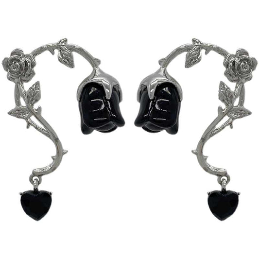 Dark Coquette Rose Earrings