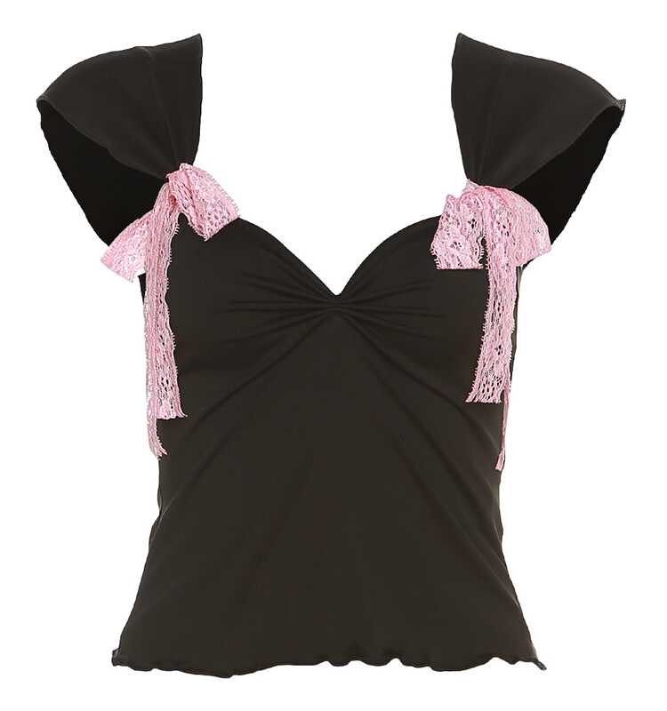 Dark Coquette Lace Bow Tank Top