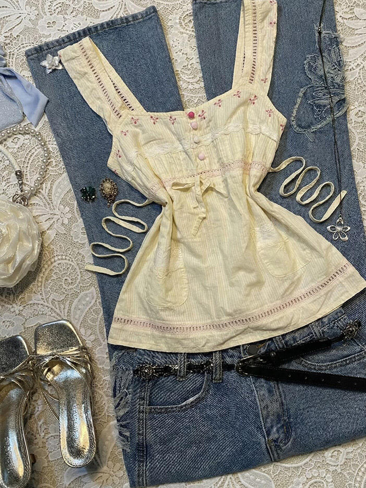 vintage light yellow tank top