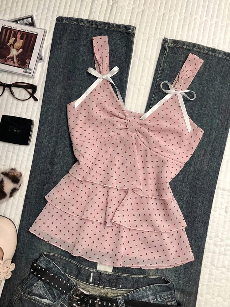 pink polka dots tank top