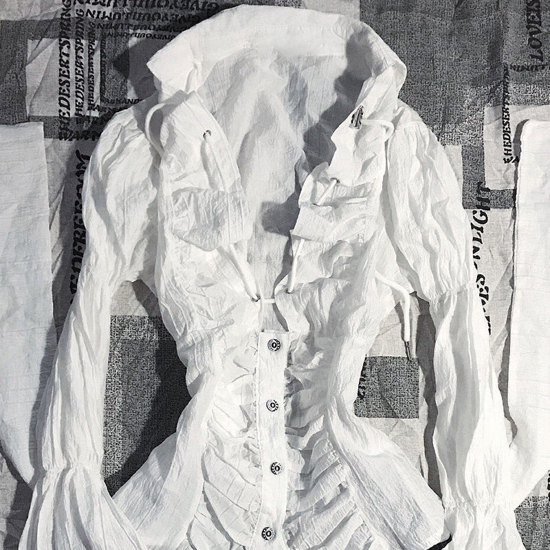 vintage ruffled white shirt