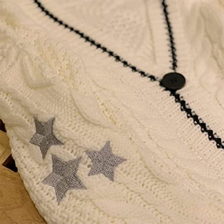 Preppy Y2K Stars Loose Knit Cardigan