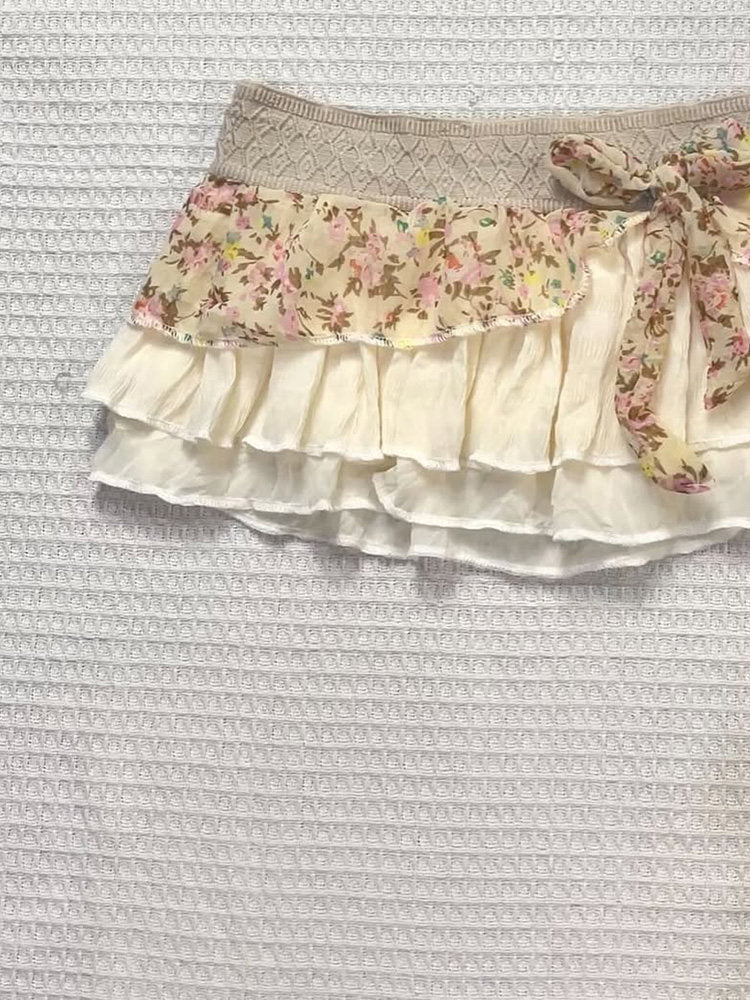 floral mesh bow skirt