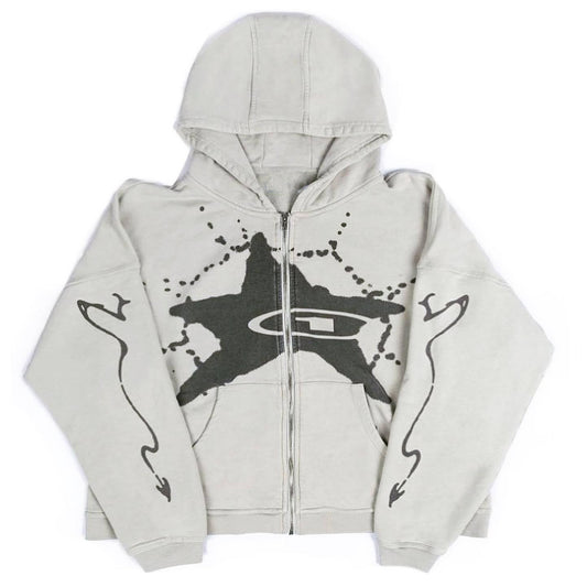 Hip-hop Print Zip-up Y2K Hoodie