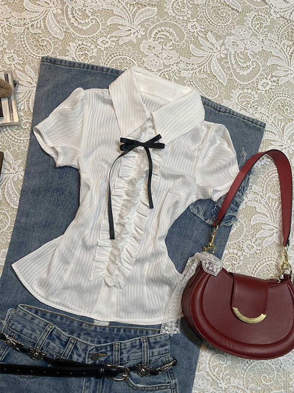 Vintage White Striped Shirt