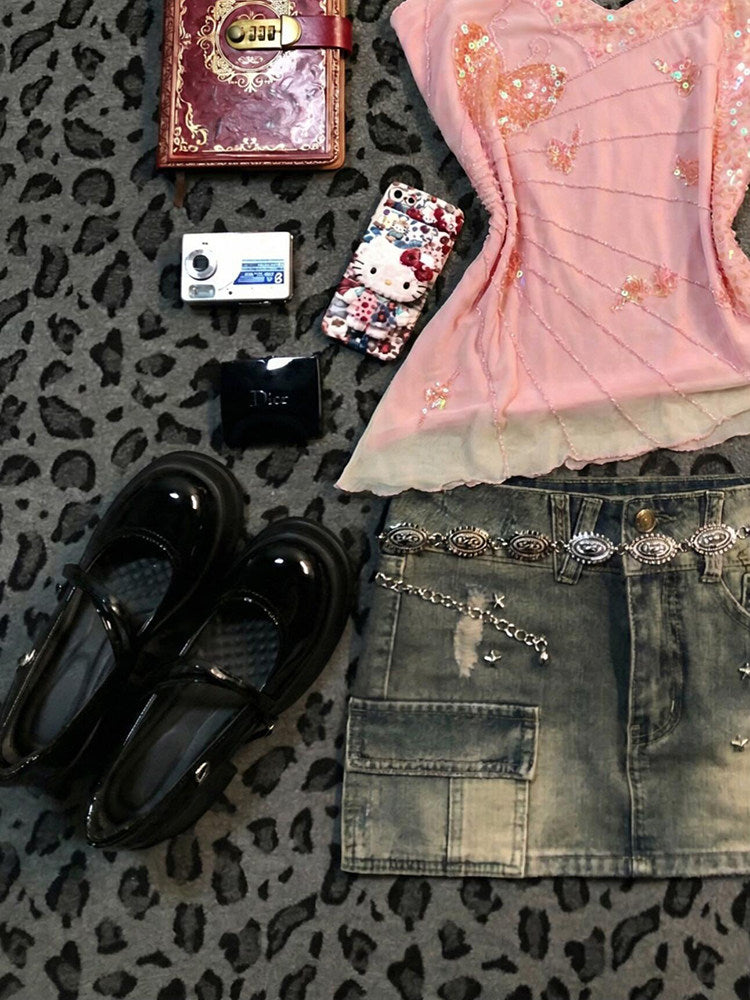 holiday pink lace tank top