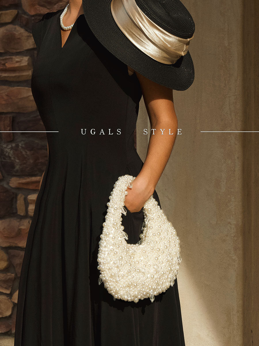French vintage pearl underarm clutch bag