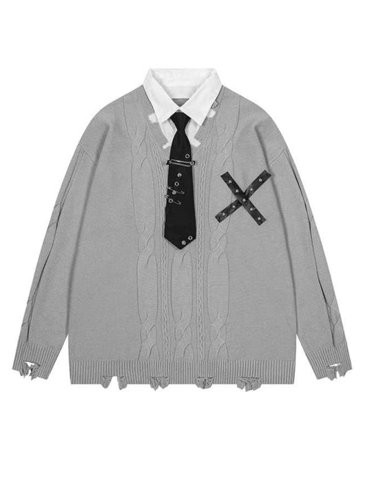 Preppy Polo Tie Sweater