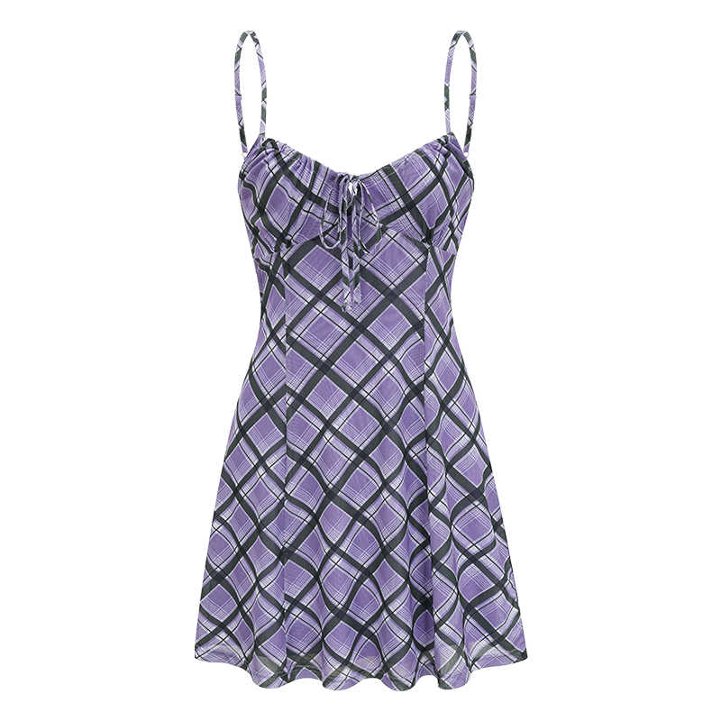 Preppy Purple Plaid Suspender Dress