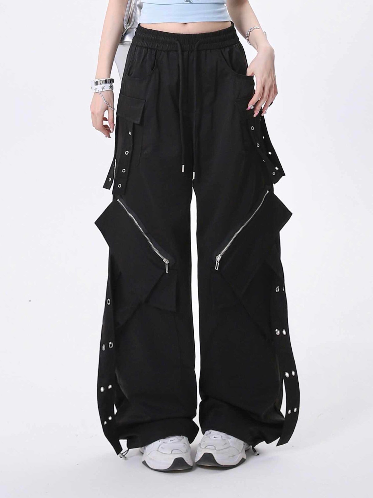 Acubi Street Pockets Design Baggy Pants