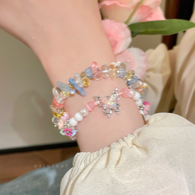 Gravel Butterfly Flower Kawaii Bracelet