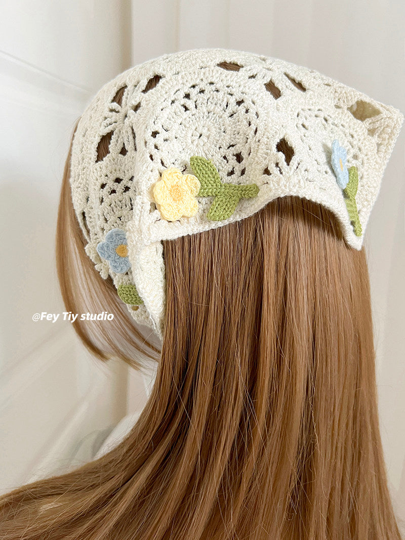 French-Style Knitted Triangle Scarf