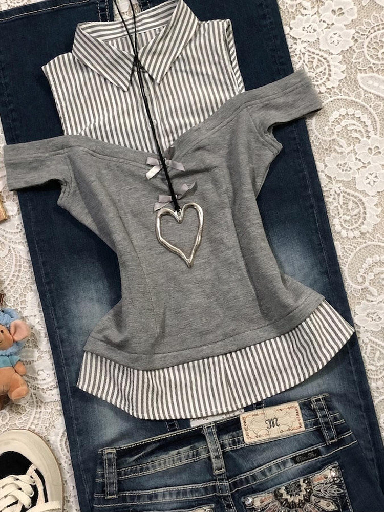 gray striped shirt