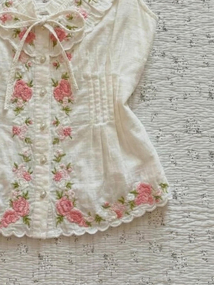 white floral bow tank top