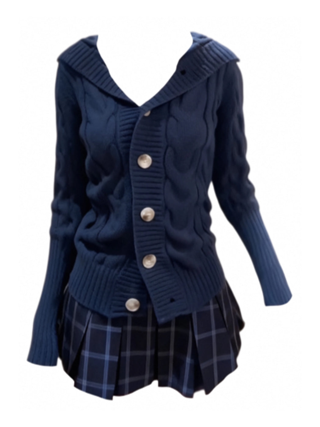 retro navy preppy cardigan
