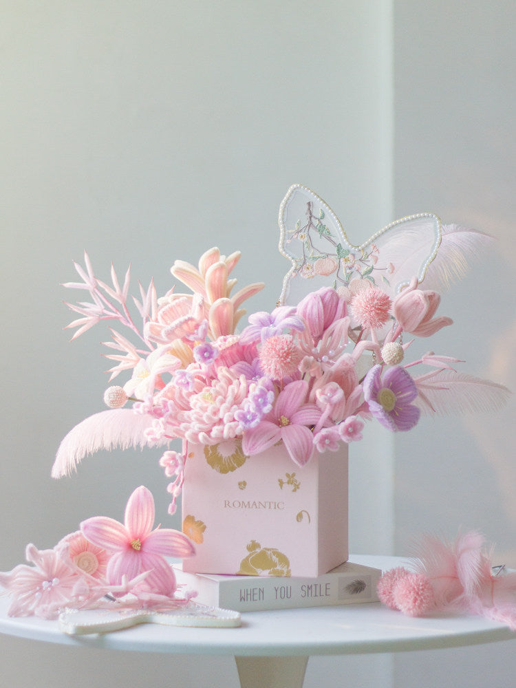 Handmade Chenille Stem Bouquet in a Box – Ready-made