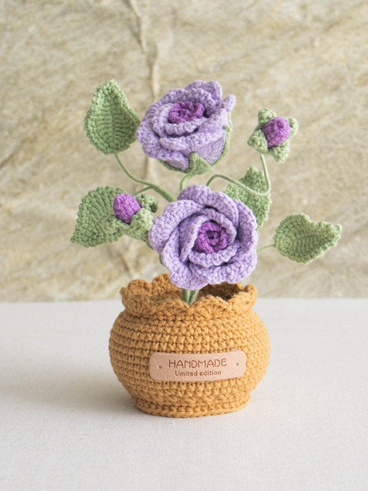 handmade wool crocheted simulated flowers
