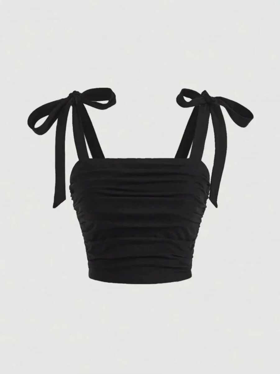 Coquette Strap Bow Crop Top