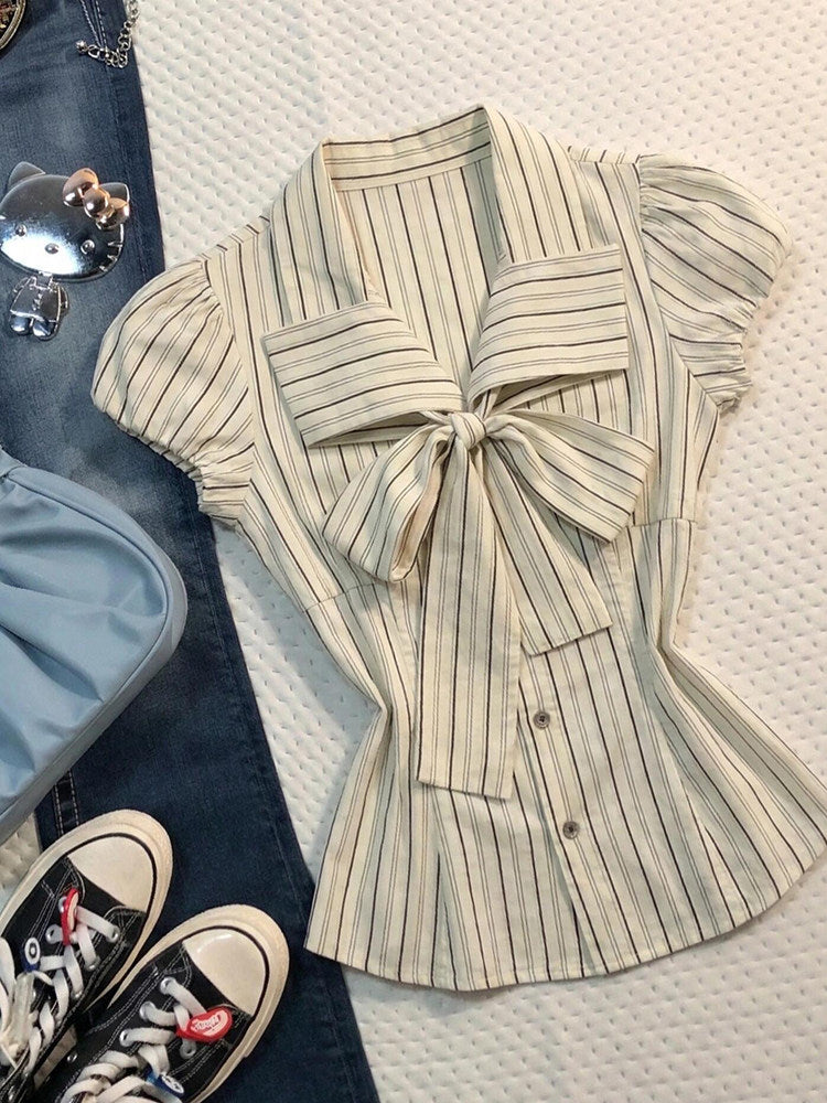 striped bow shirt