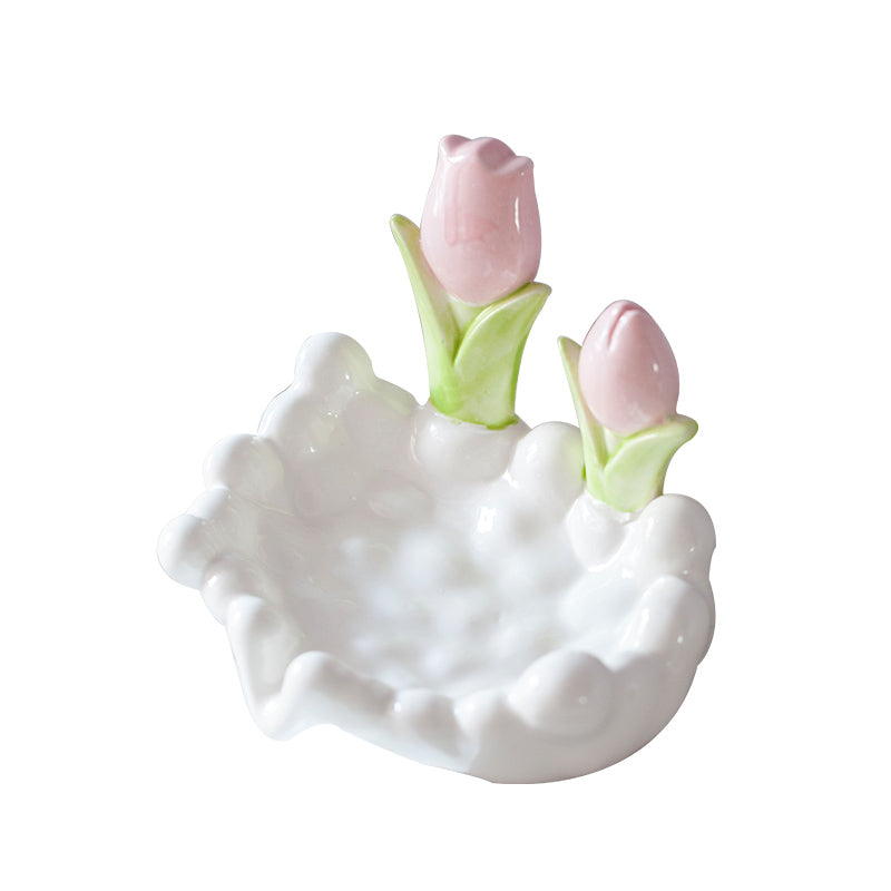 Cute flower ceramic soap box