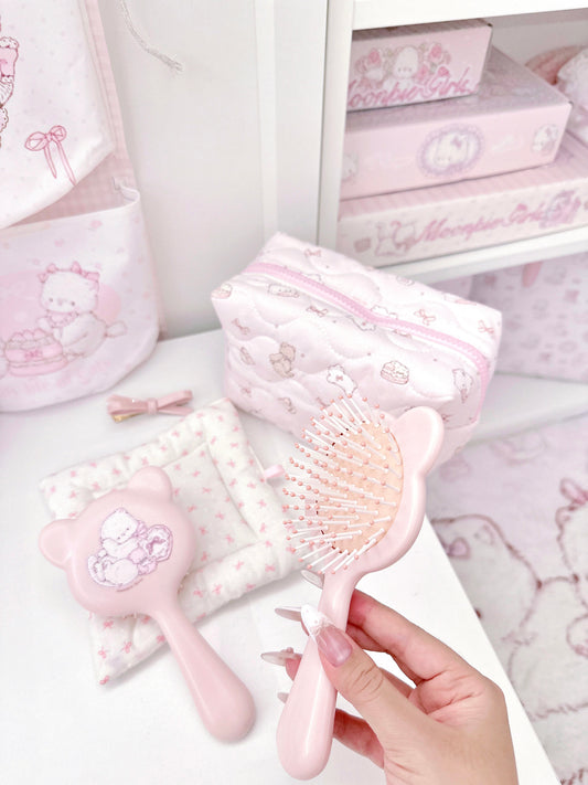 soft girl pink hair styling comb