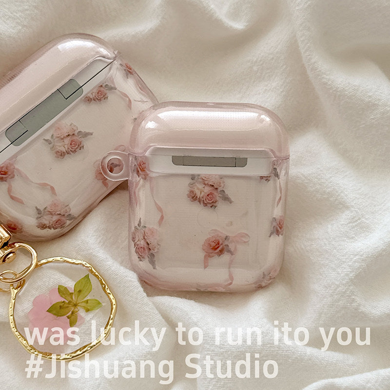 Ins pink rose airpods protective cover