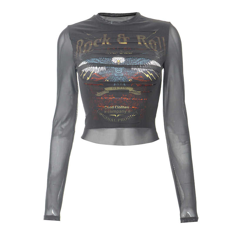 Grunge Punk Mesh Long-sleeved Top