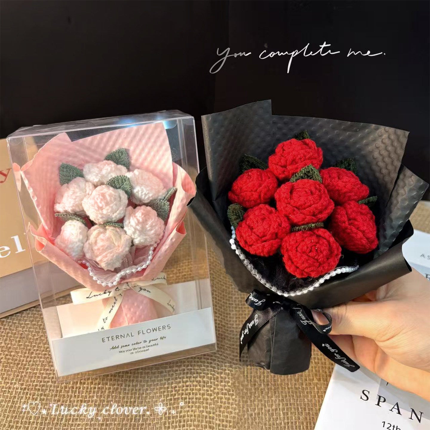 Valentine's Day hand-knitted bouquet
