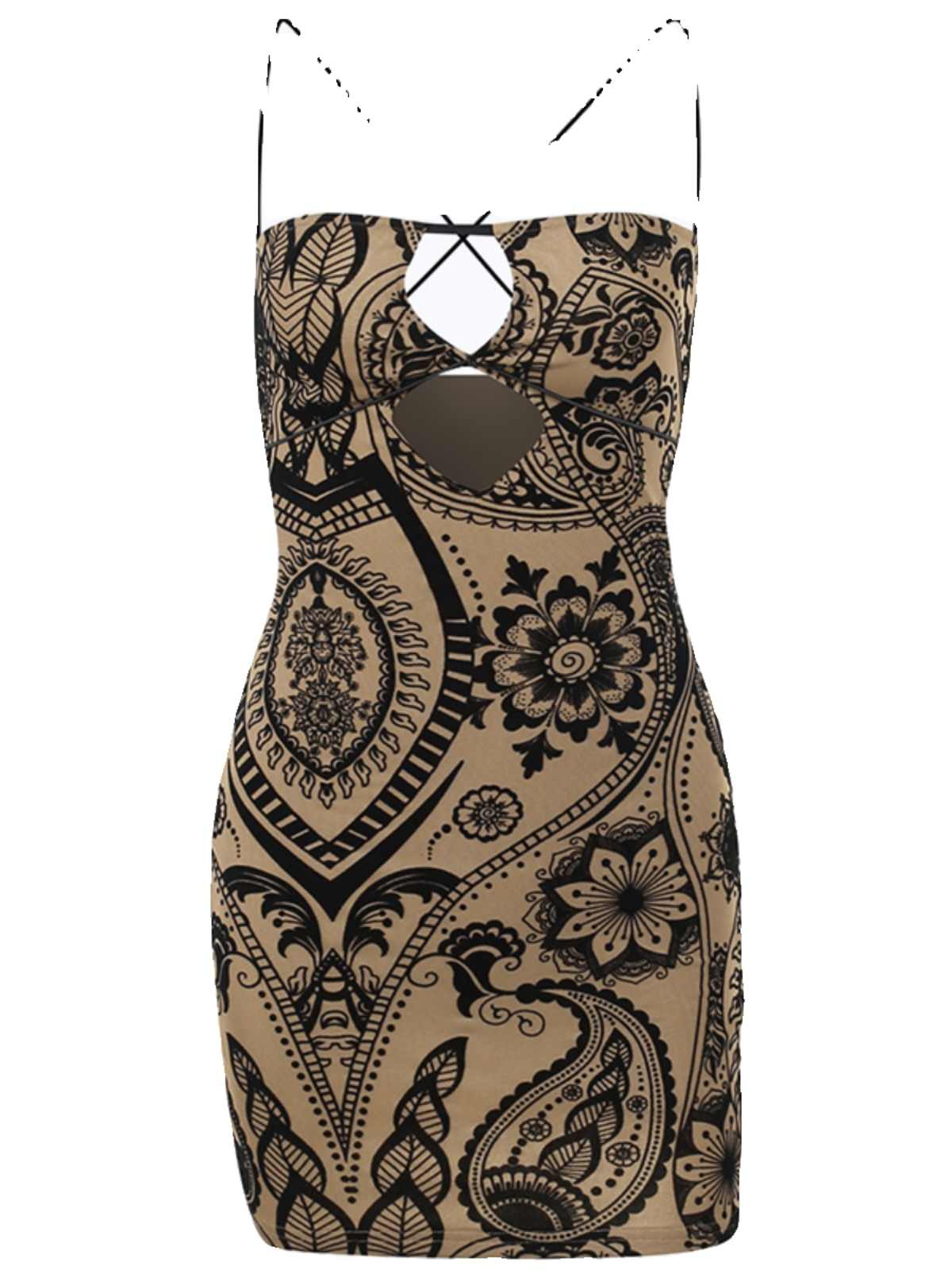 Retro Printed Hollow Dress