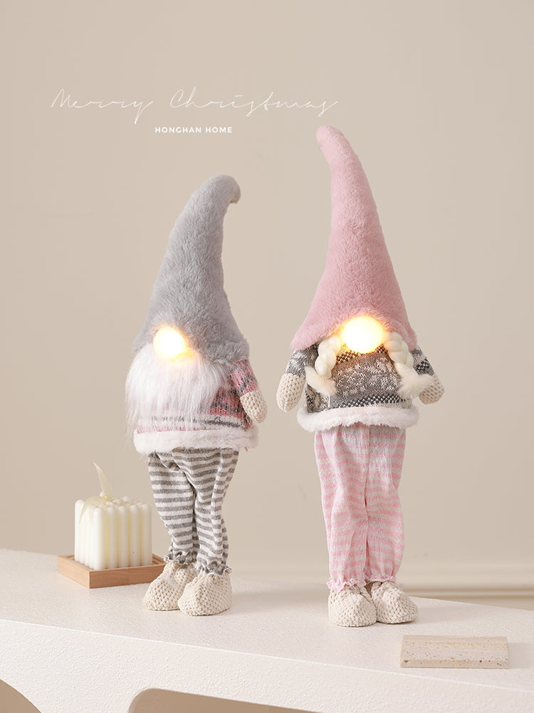 Christmas lights pink cute faceless doll