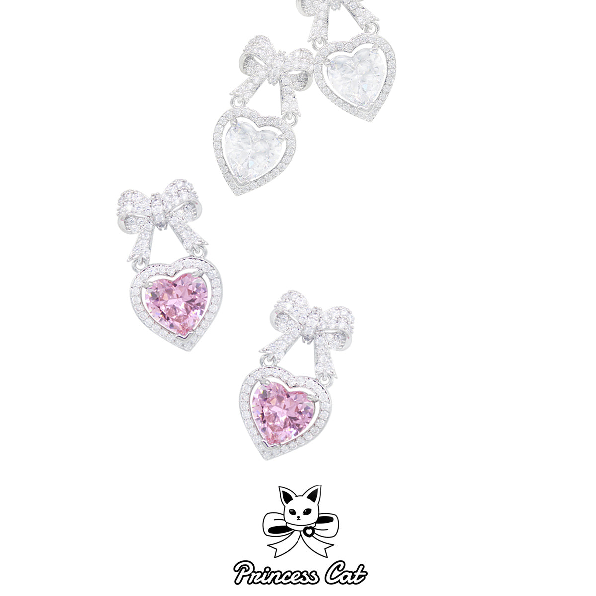 princess pink diamond kawaii earrings