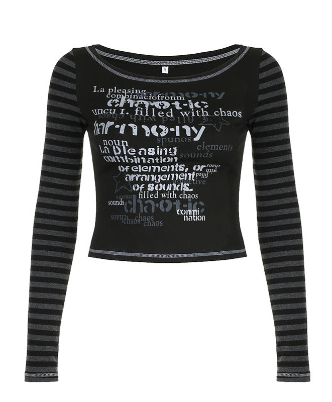 Y2K Grunge Striped Long-sleeved Top