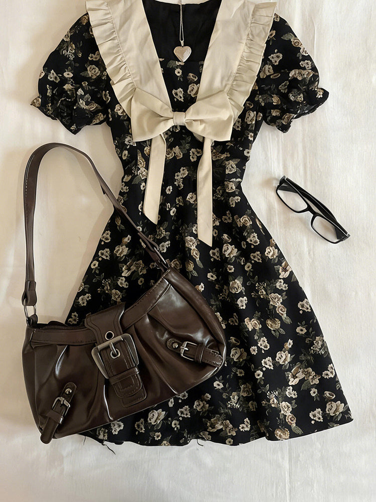 retro floral bow dress