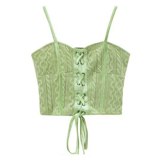 Y2K Strappy Halter Green Tank Top