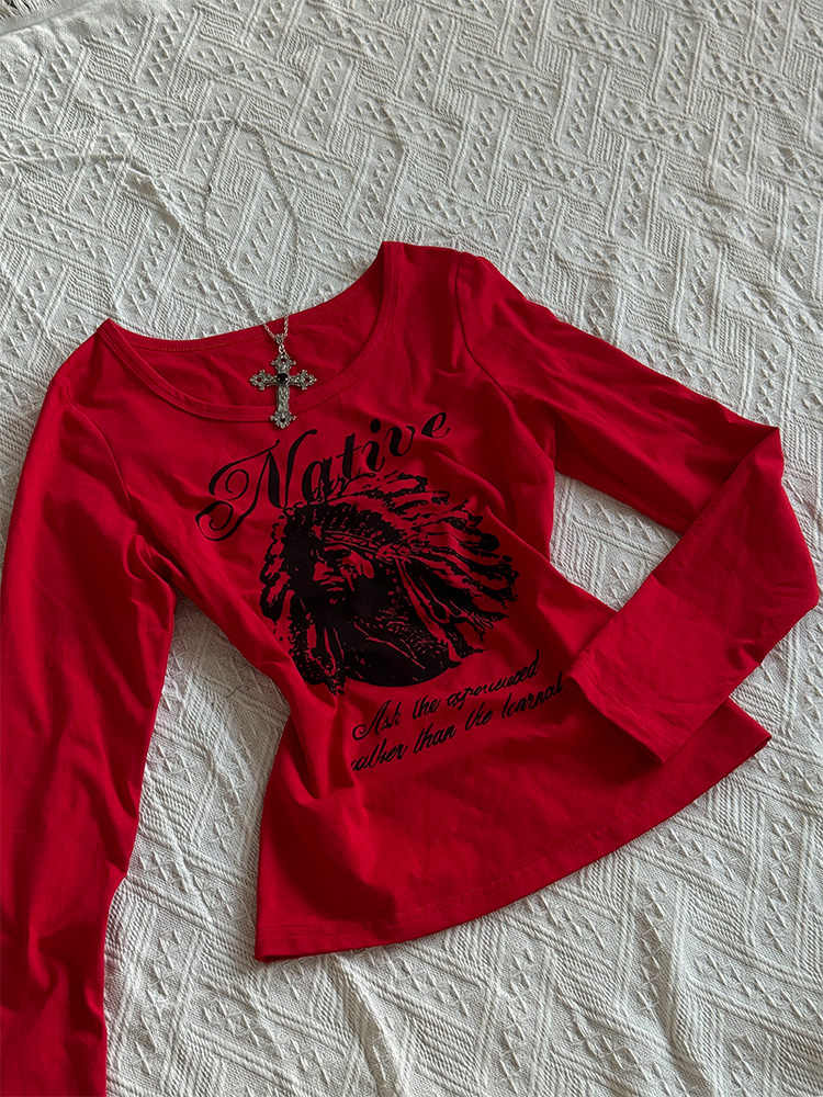 Goth Red Printed Tee