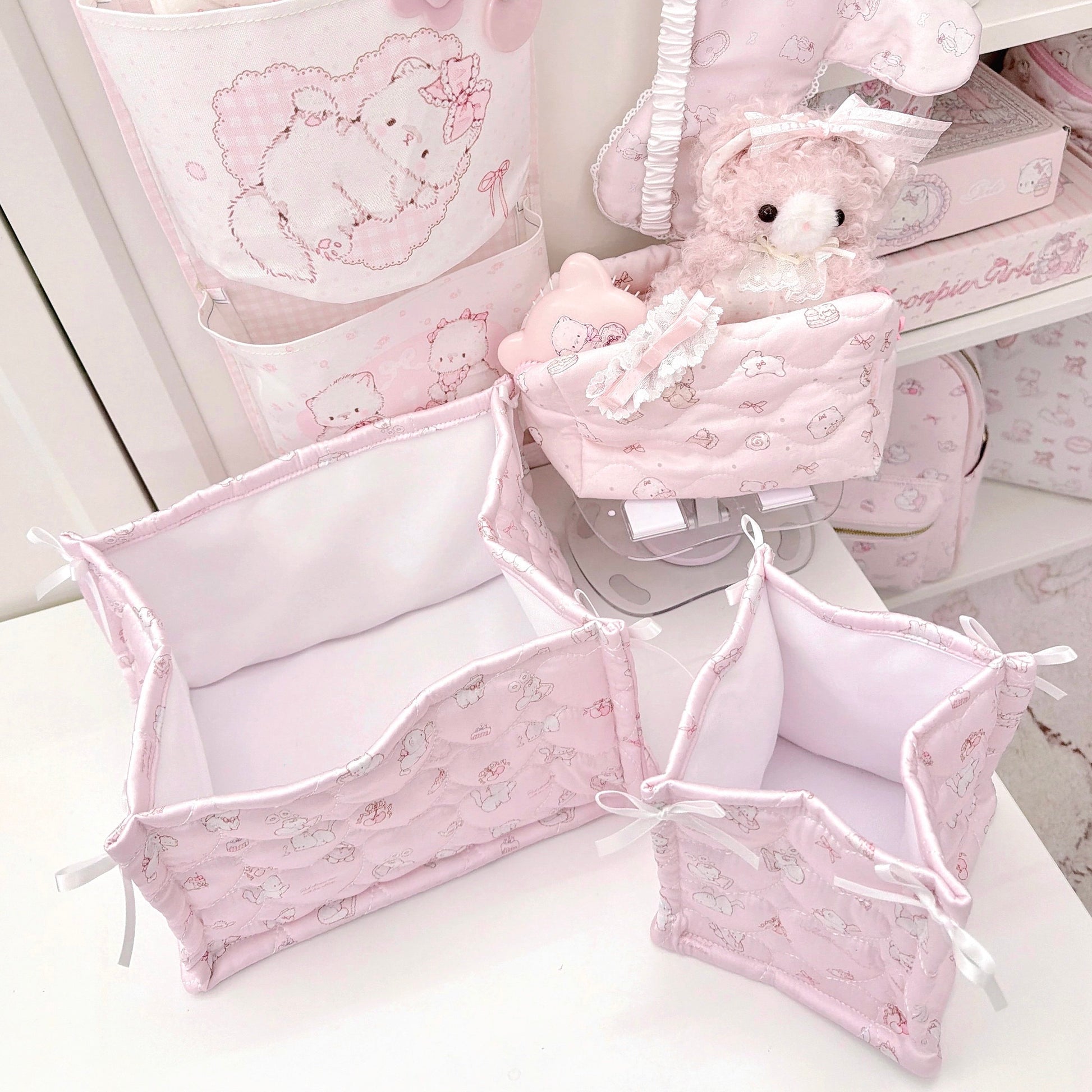 kawaii desktop storage basket