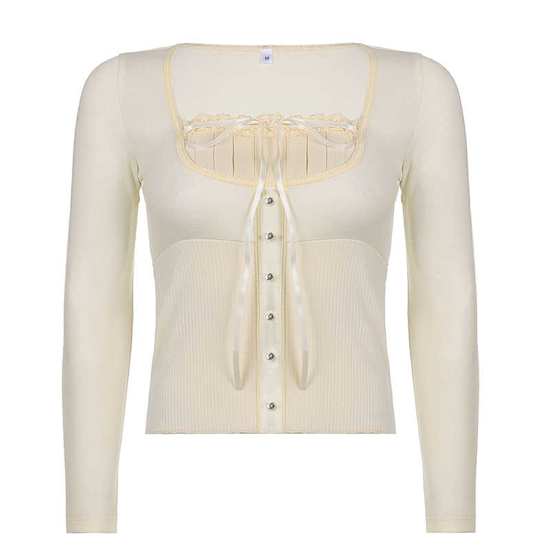 Coquette White Lace Long-sleeved Top