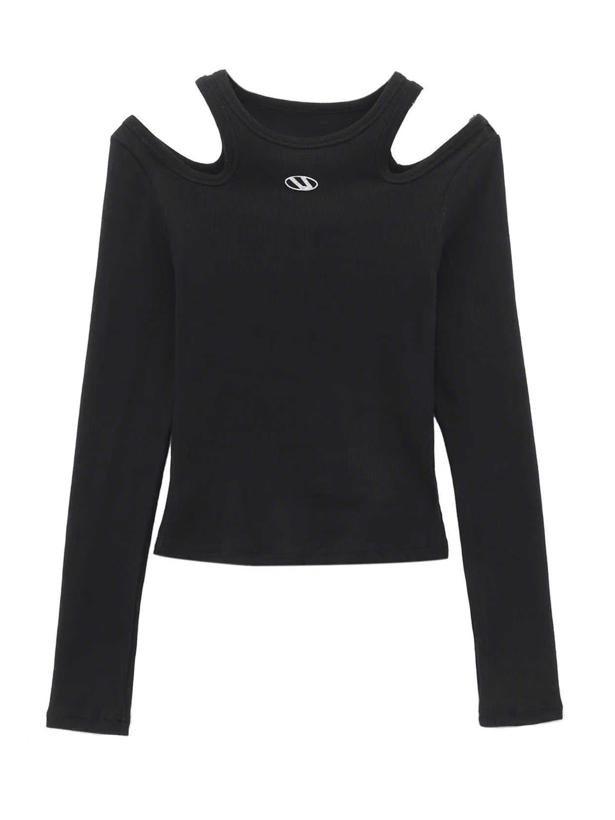 Acubi Black Off-shoulder Long-sleeved Top