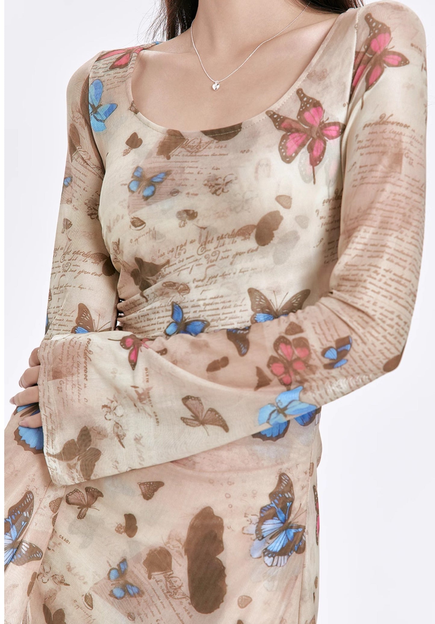 Retro Butterfly Long-sleeved Dress