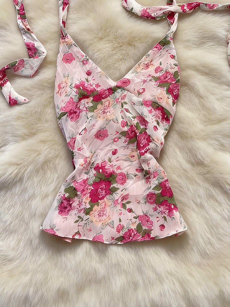 pink floral tank top