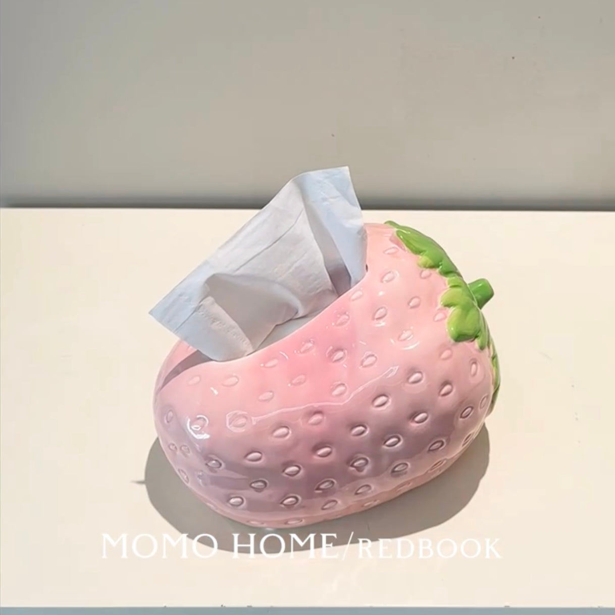 Pink strawberry tissue ceramic box