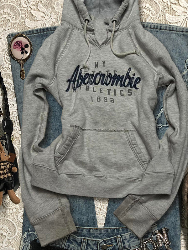 preppy gray letters sweatshirt