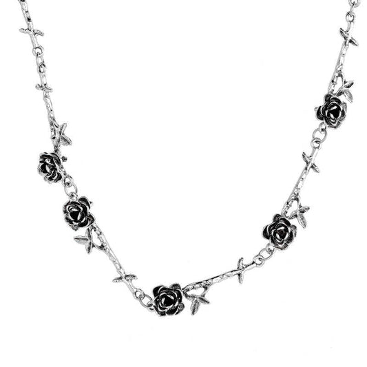 Dark Coquette Camellia Rose Necklace