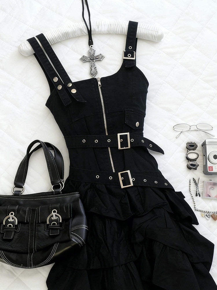 goth straps suspender dress