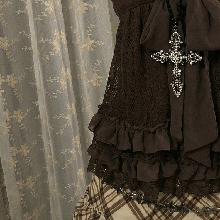 Brown Vintage Sweetheart Cami Top