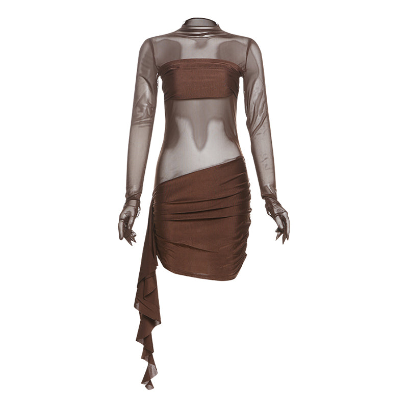 Mesh Splicing See-through Dress