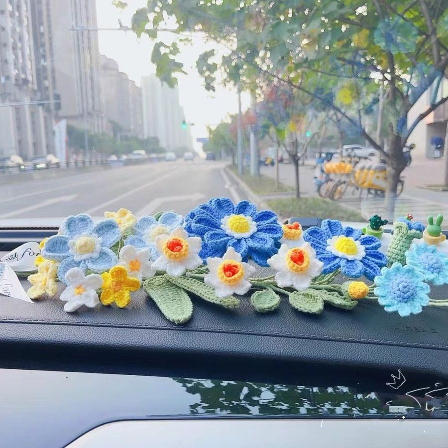 diy crochet flowers car bouquet