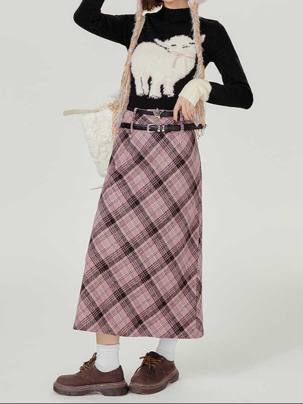 Preppy Pink Plaid Maxi Skirt