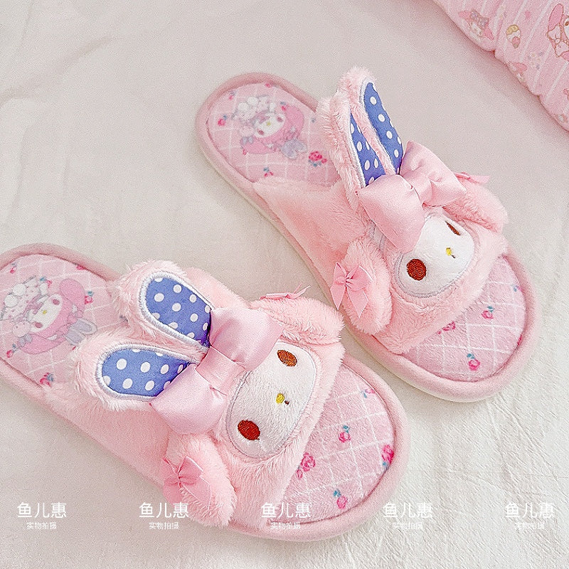 Cute girly heart velvet slippers